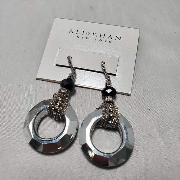 Ali Khan Uber statement earring  faceted donut crystals color crystal/hematite - Picture 4 of 5